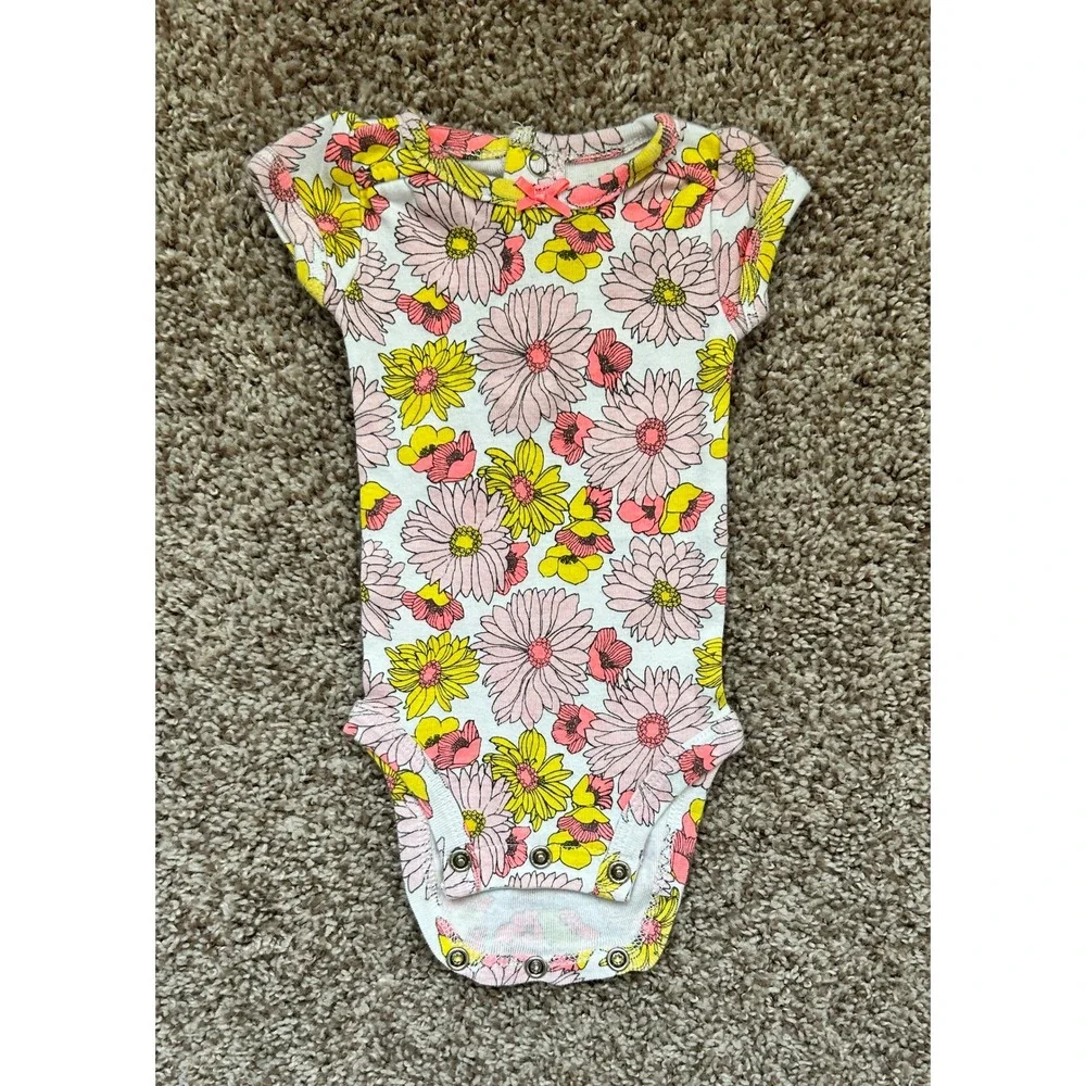 Carters Just One You Baby Girls Short Sleeve Floral Hummingbird Bodysuit 3-Pack